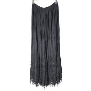 Women's Black Maxi Skirt with Lace Hem